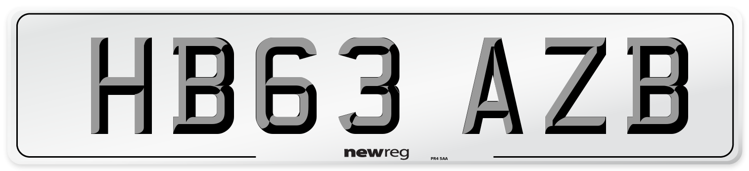 HB63 AZB Number Plate from New Reg